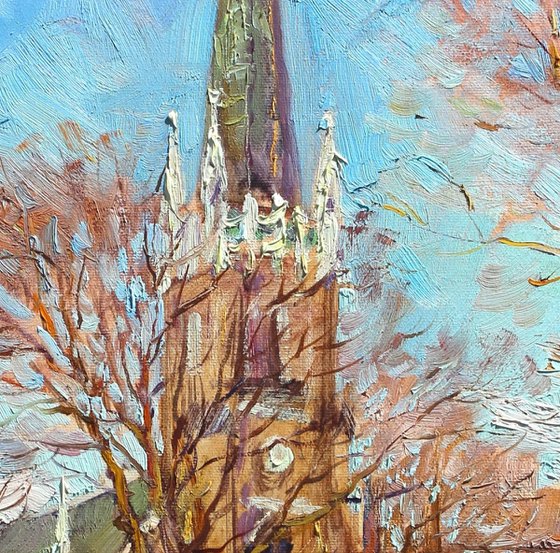 March sun. Church Painting