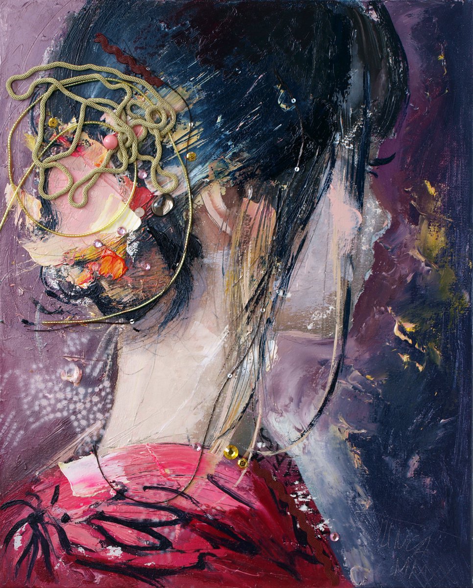 Expressive Portrait Oil Painting By Catalin Ilinca, 13 X 16, Moon Phase (L