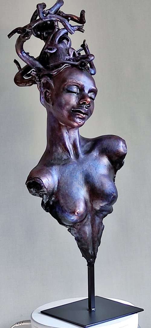 "Braids" Mixed media sculpture 63x23x32cm. by Elena Kraft