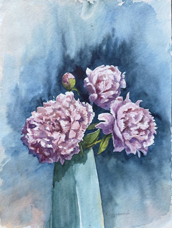 Symphonie in blue and pink - peonies