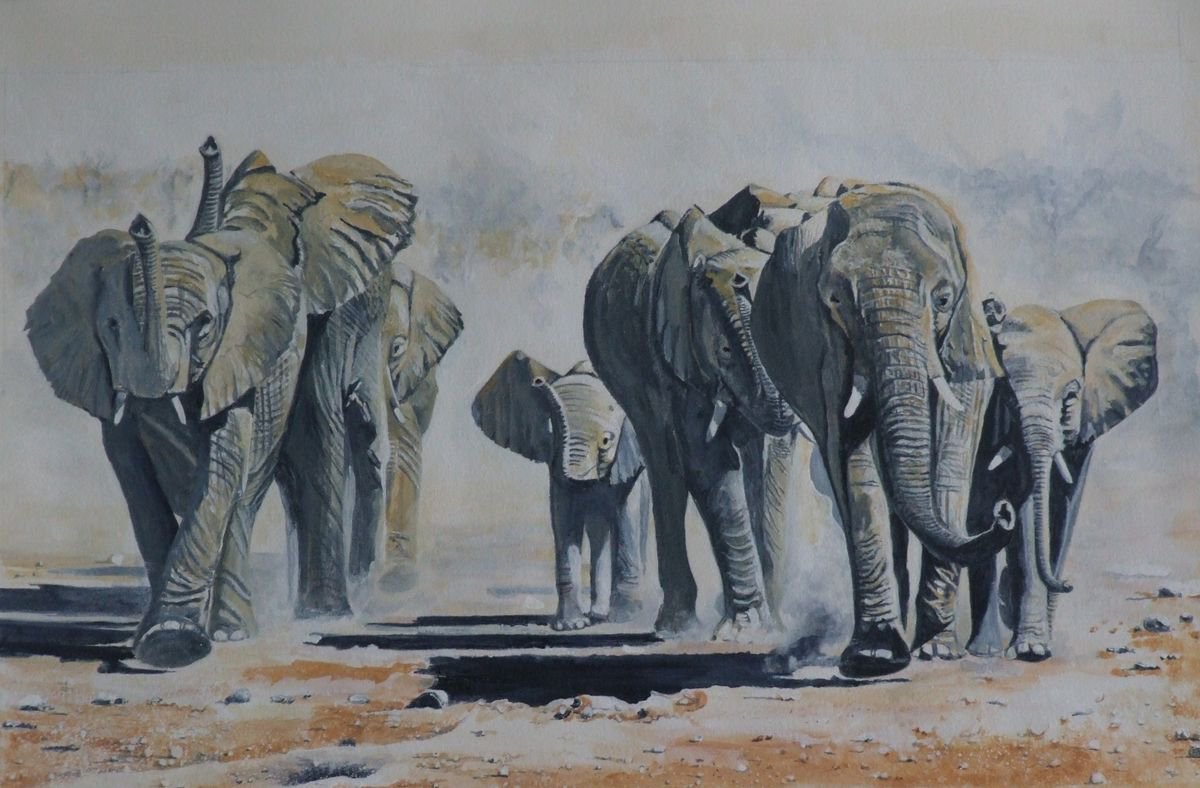 Approaching The watering hole by Philip Baker