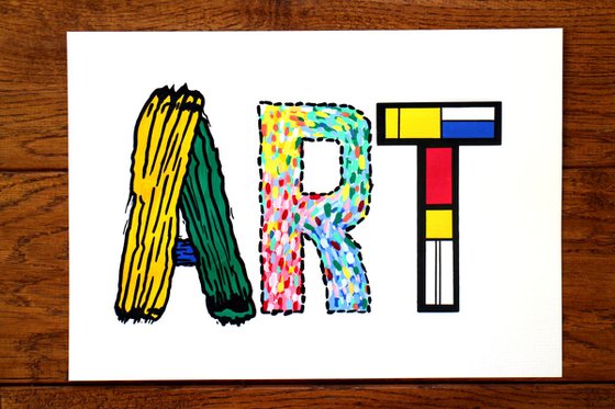 Modern Art Typography Painting on A4 Paper
