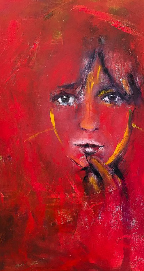 Tribute To Marlene Dumas Red by Cheryl Johnson