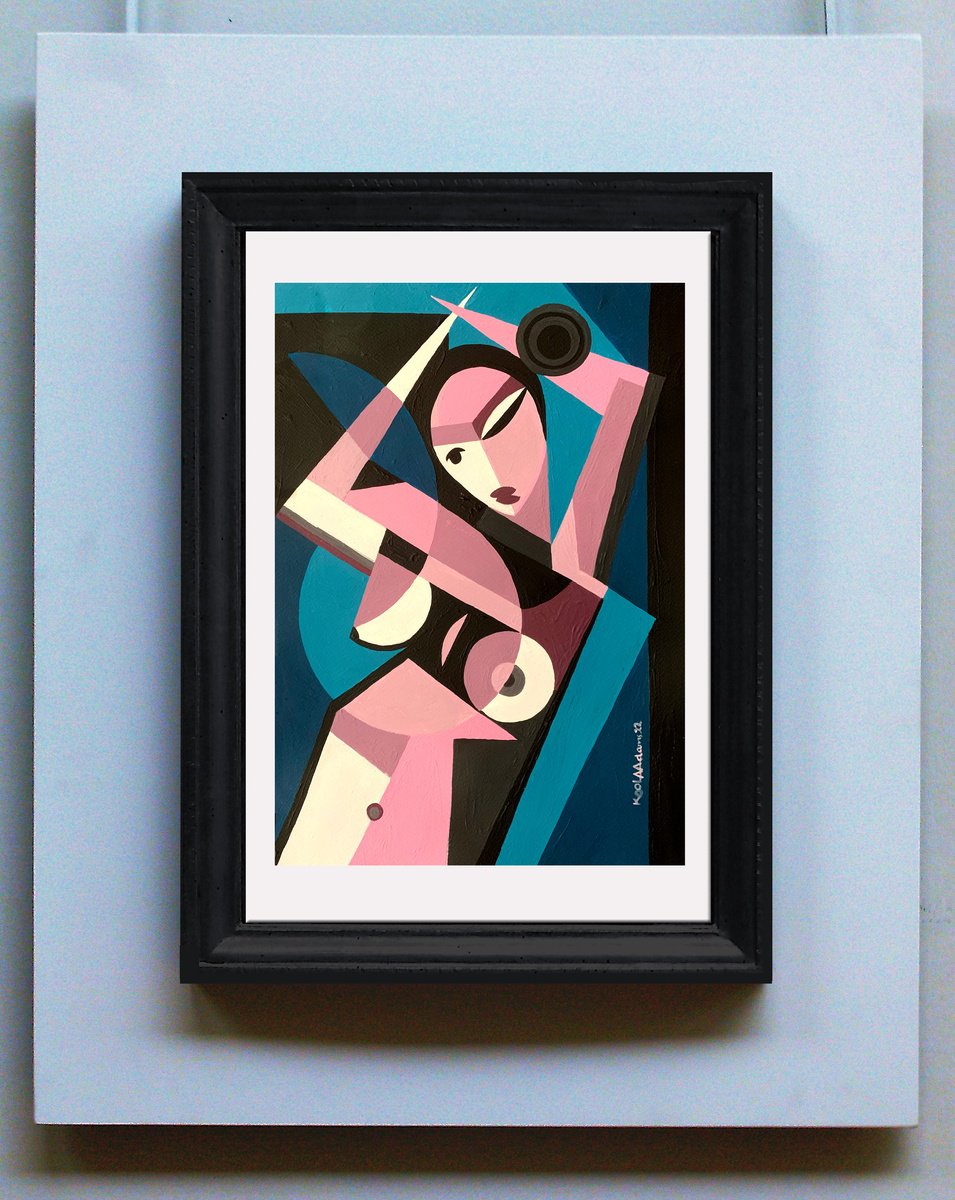 Woman With Blue Background By Koola Adams, 12 X 17, Artwork For Sale On Artfinder