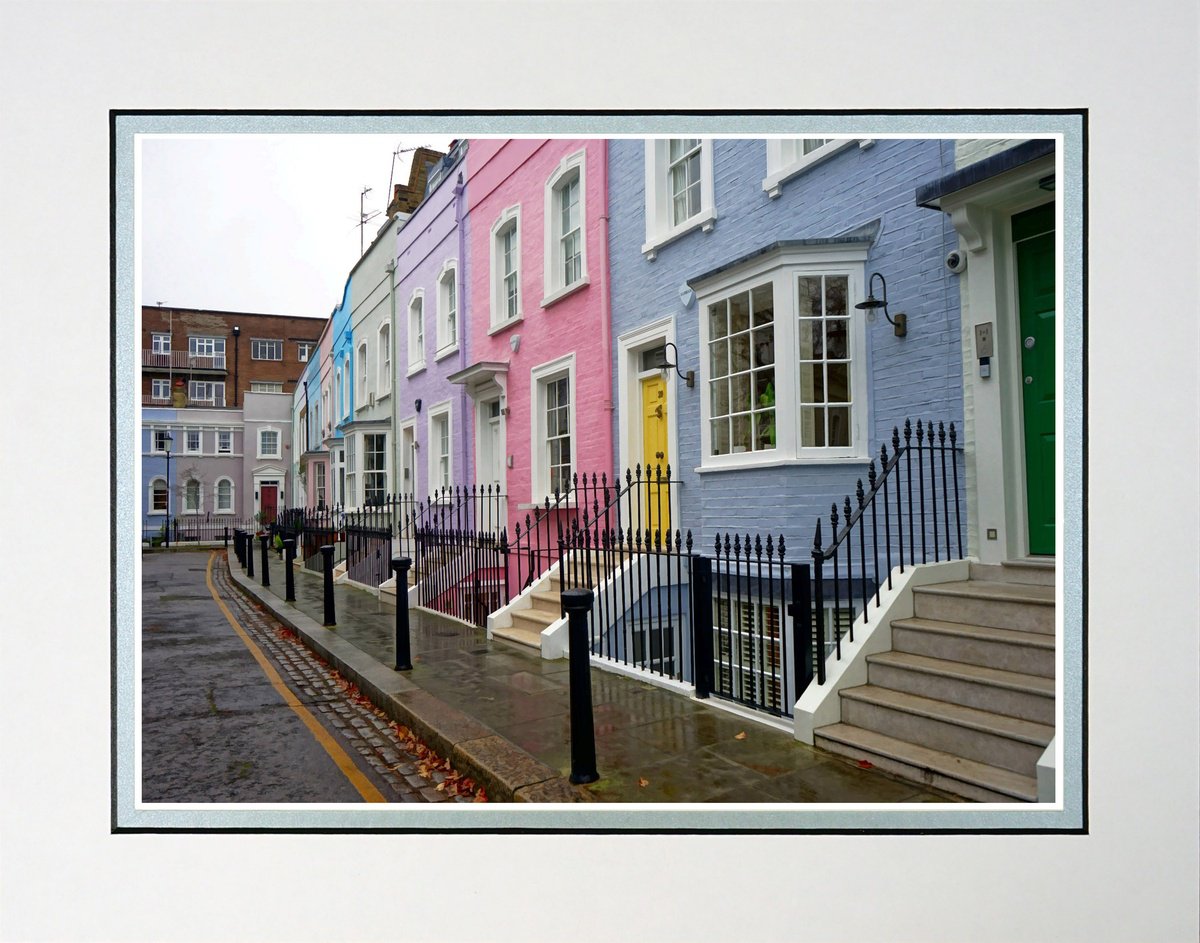 Photorealistic Cityscapes Photograph By Robin Clarke, 14 X 11", Chelsea London Coloured Houses, Original Artwork