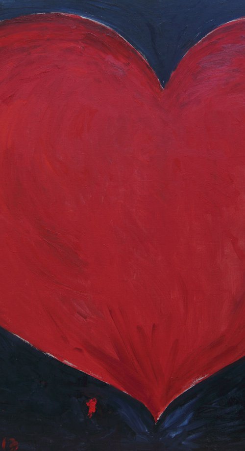 RED HEART - If there is a heart that starts to beat somewhere, There is certainly a reflection of it…  - Abstract interior art, original oil painting, red black colour, love lovers passion - XXL large size, Valentine by Karakhan