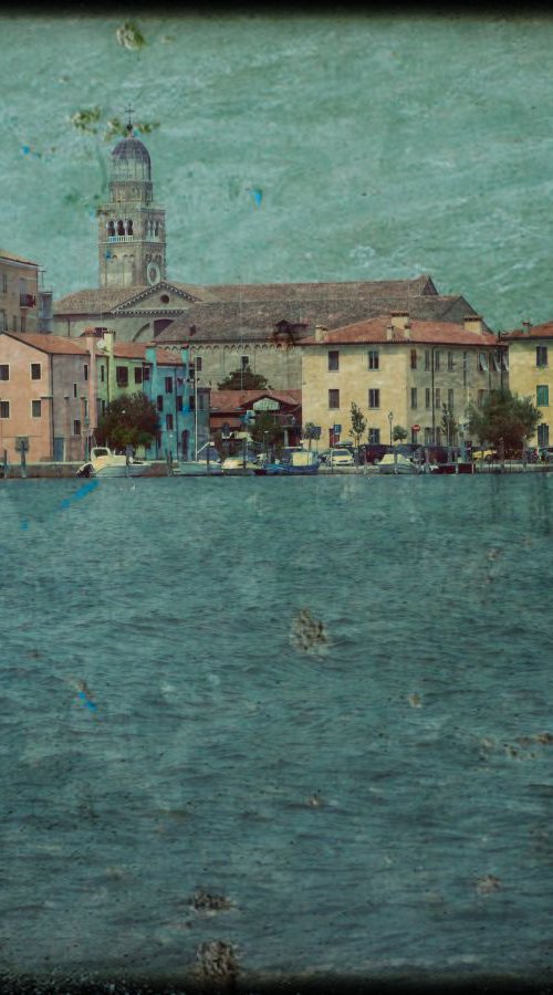 Venice sister town Chioggia in Italy - 60x80x4cm print on canvas 00882m2 READY to HANG by Kuebler