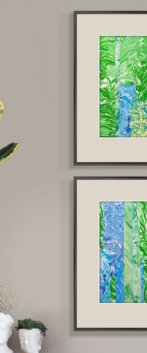 Set of 2 «Tropical Waterfall» by Mariia Raskin