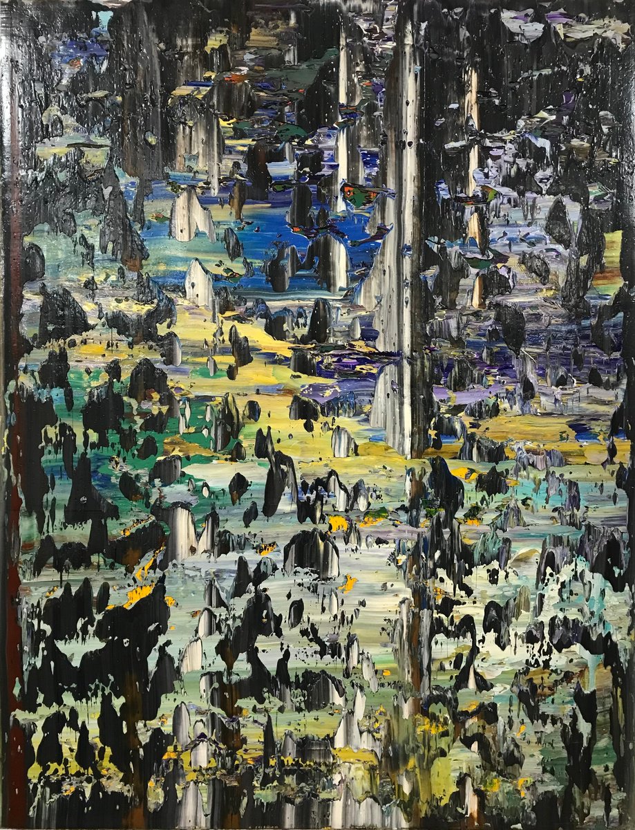 Abstract Oil Painting By Svitlana Andriichenko, 28 X 35", Missile Strike. A67, Original Artwork