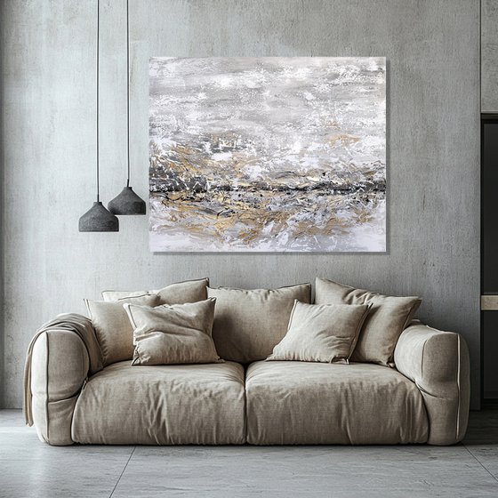 Golden Drift, textured collage landscape
