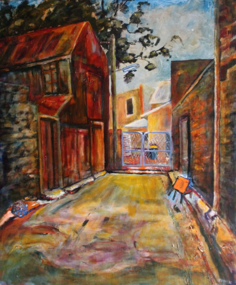Impressionistic Cityscapes Oil Painting By Maureen Finck, 30 X 36", Sydney Furniture, Original Artwork