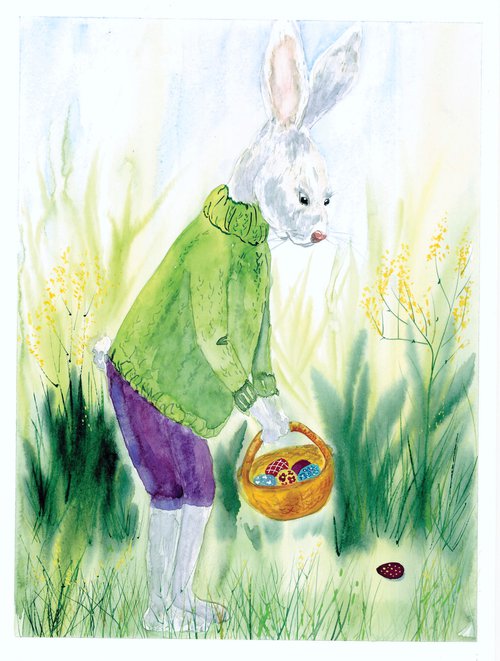 Easter Bunny in garden by Olga Ivanova