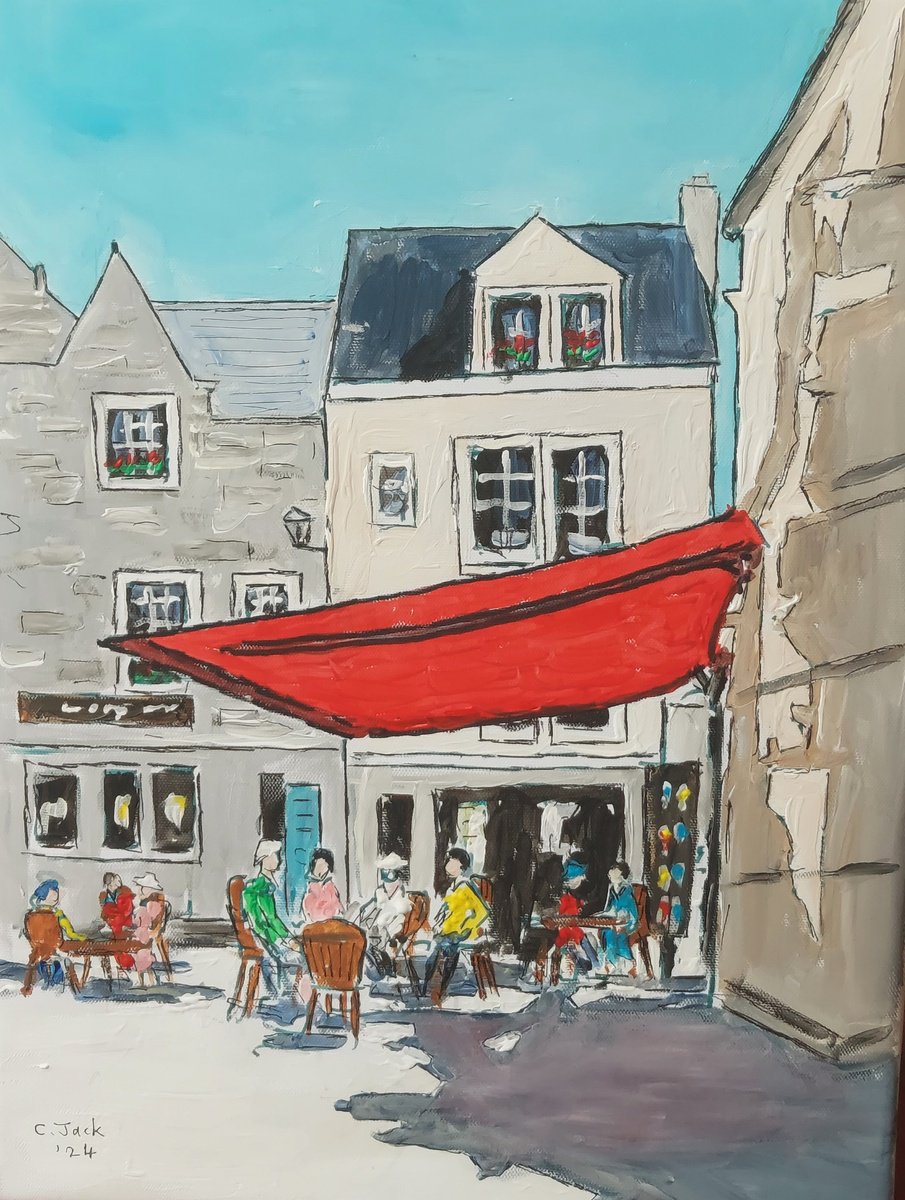Cityscapes Acrylic Painting By Colin Ross Jack, 12 X 16, Roscoff #3, Original Artwork