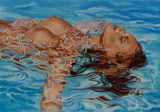 XL large " RELAX TIME " 100 x 70 cm SWIMMING POOL original painting  GIFT MODERN URBAN ART OFFICE ART DECOR HOME DECOR GIFT IDEA