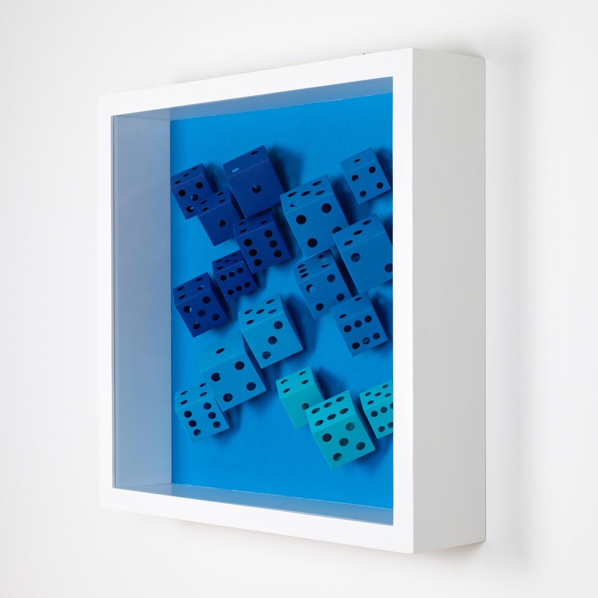 Geometric Abstract Relief By George Koutsouris, 20 X 20, Chance In Blue, Original Artwork