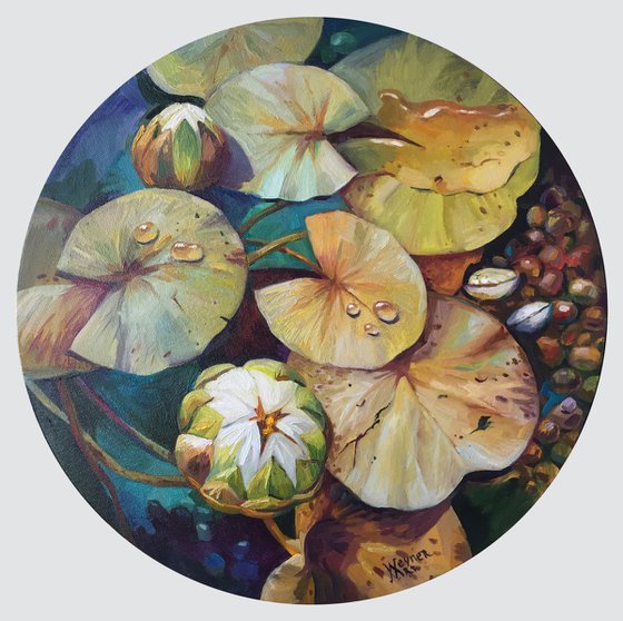 Water lilies. Painting of water lilies.