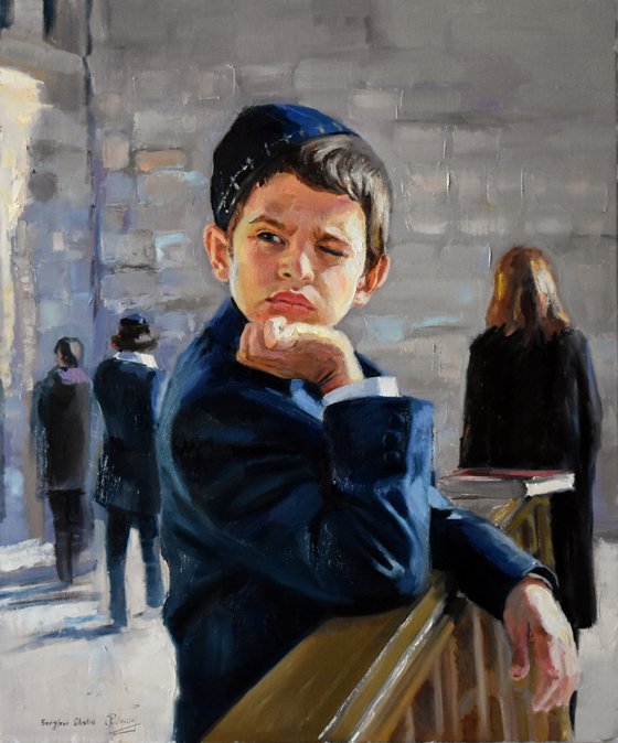 A portrait of a Jewish boy