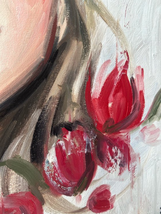 Woman with tulips