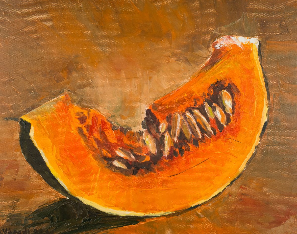 Expressive Still Life Oil Painting By Catherine Varadi, 19 X 17, The Taste Of Autumn, Original Artwork
