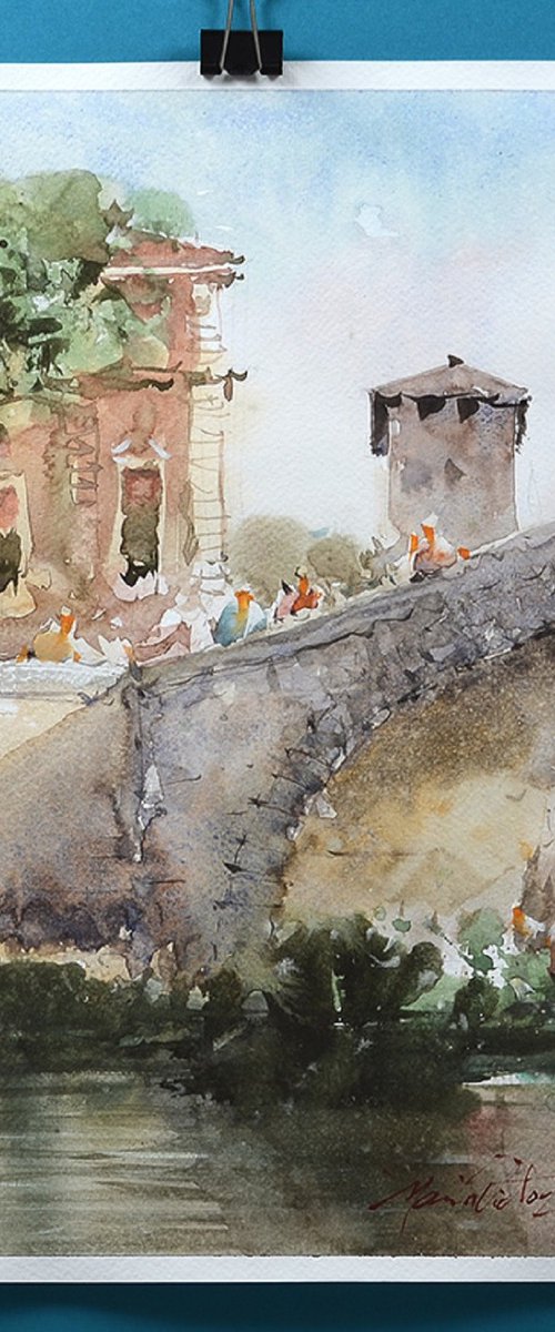 Rome, urban watercolor art. by Marin Victor