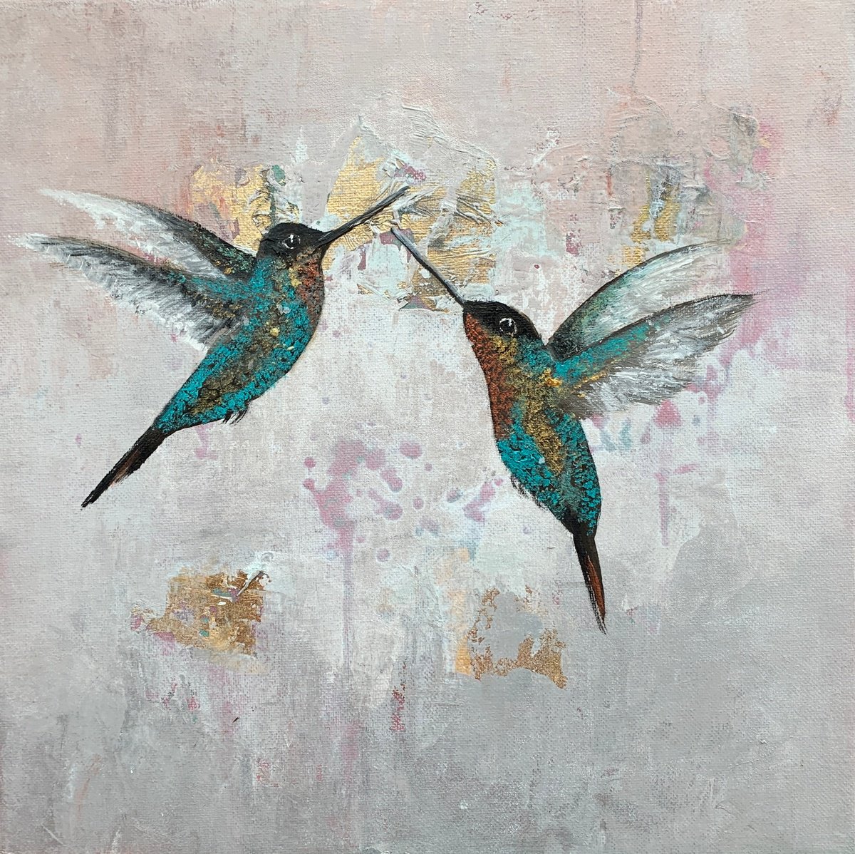 Love Birds ~ Hummingbirds in Flight by Laure Bury