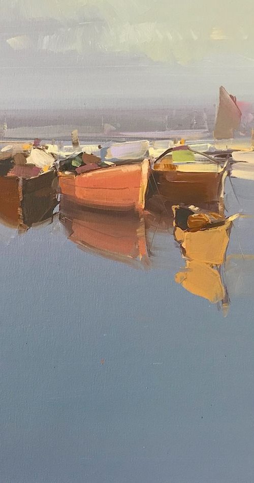 Harbor, Original oil painting, Handmade artwork, One of a kind by Vahe Yeremyan