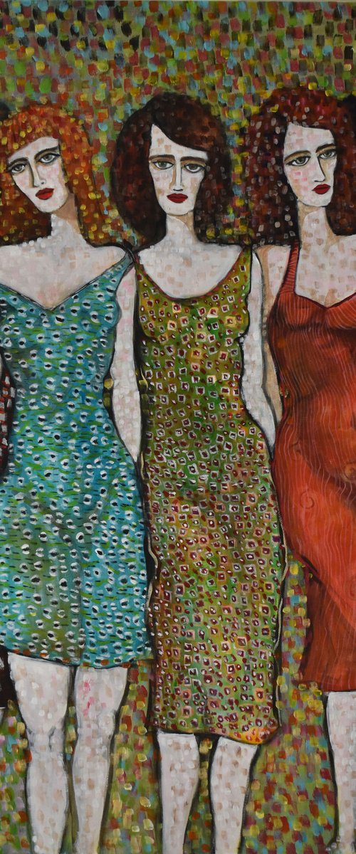 Five women posing by Nagui