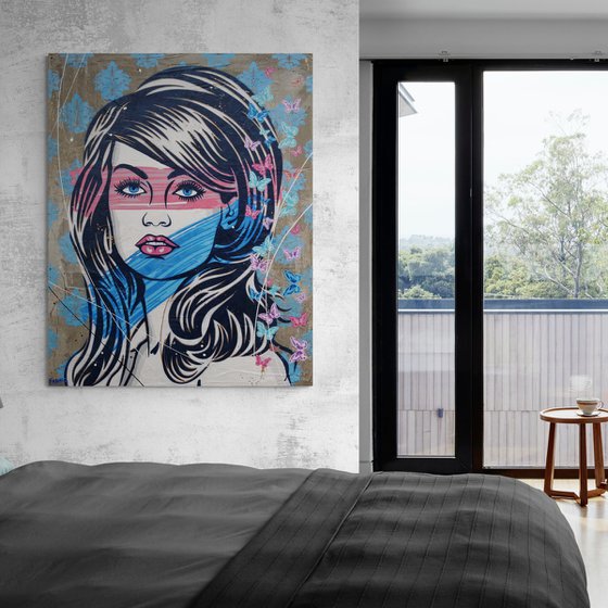 Sapphire Candy 120cm x 150cm Concrete Urban Pop Art