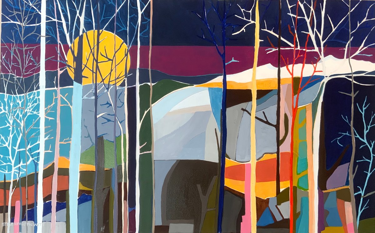 Impressionistic Abstract Oil Painting By Steven Page Prewitt, 48 X 30", Nature Chronicles November 5 Beaver Moon, Artfinder