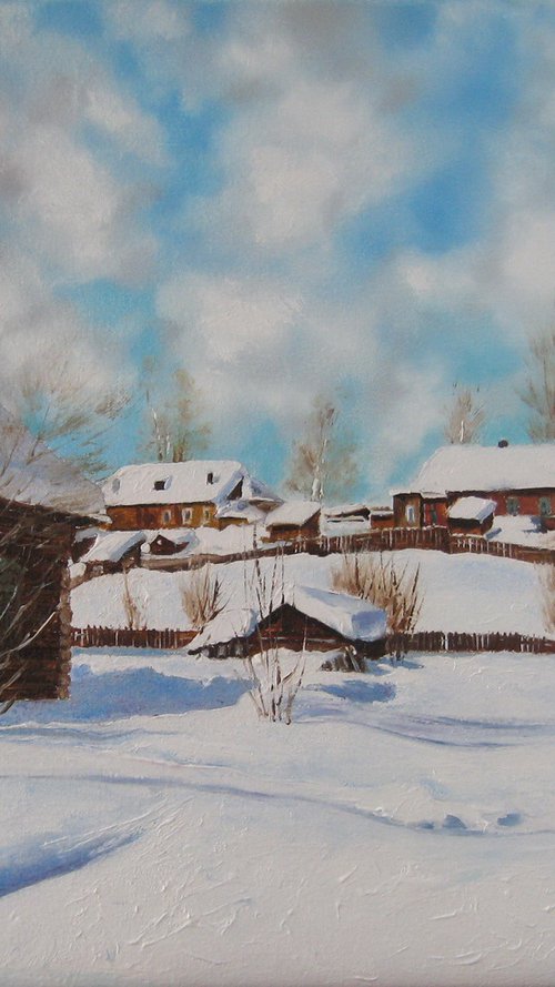 Snowy Village Landscape by Natalia Shaykina