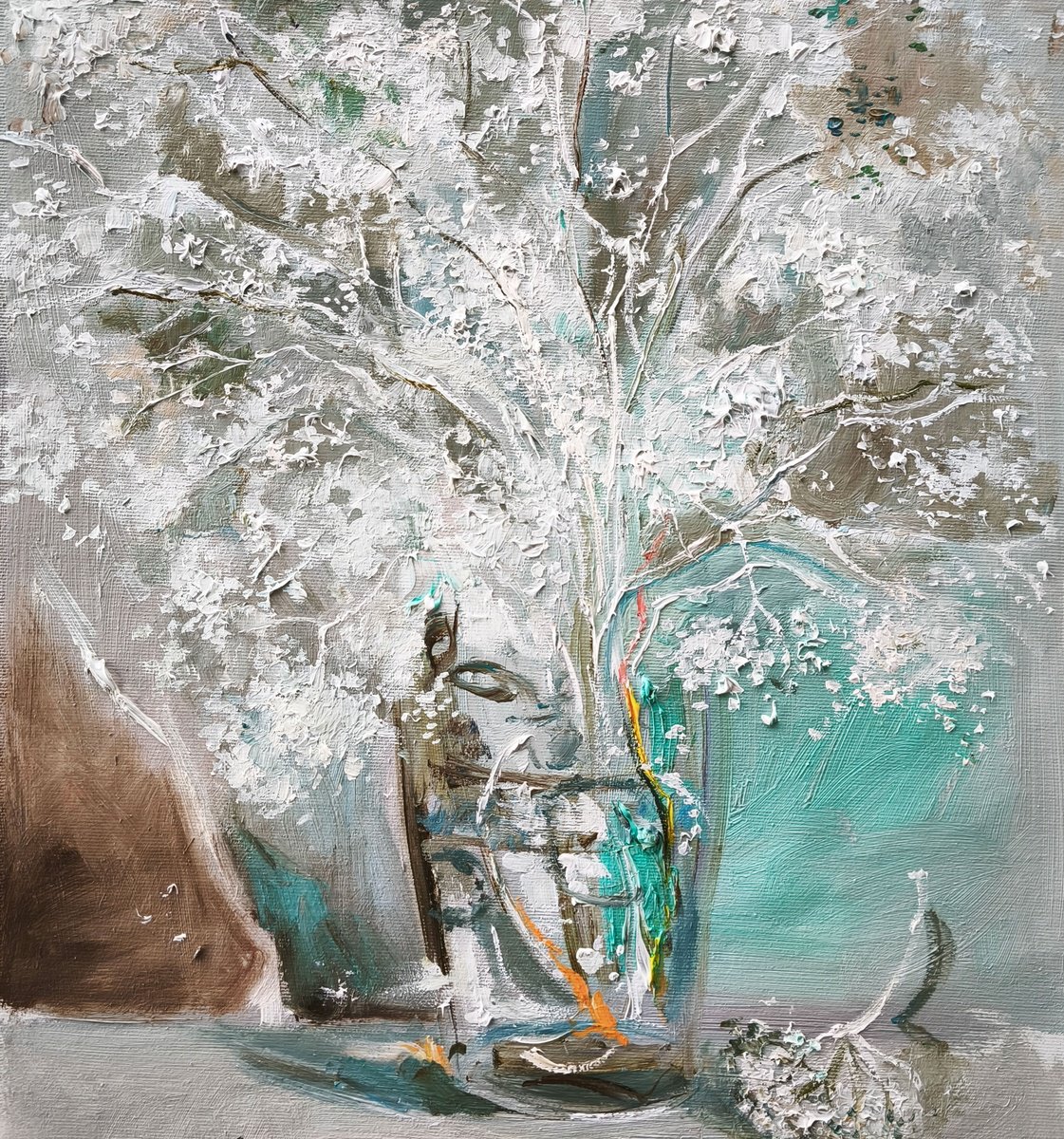 Impressionistic Botanical Painting By Annet Loginova, 13 X 20, Warm Winter, Original Artwork