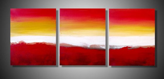 Beautiful triptych abstract original "Colour Slats" abstract painting art canvas - 30 x 14 inches