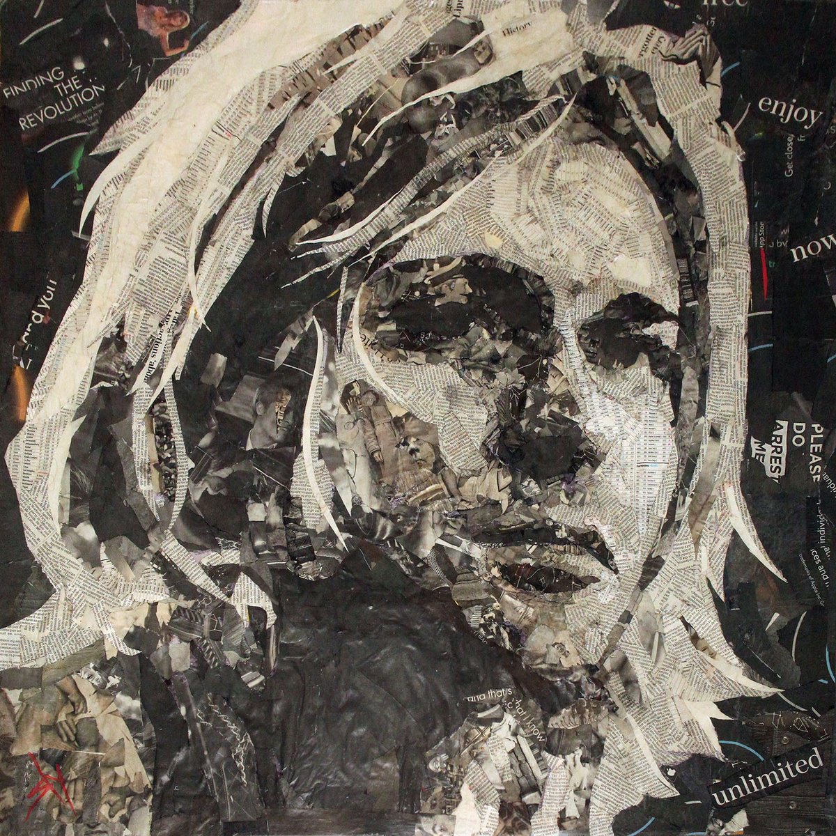 Cobain (Newspaper Painting). By Juan Sly, 31 X 31, Artwork For Sale On Artfinder