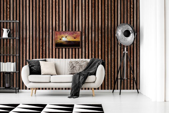 African egrets at sunset