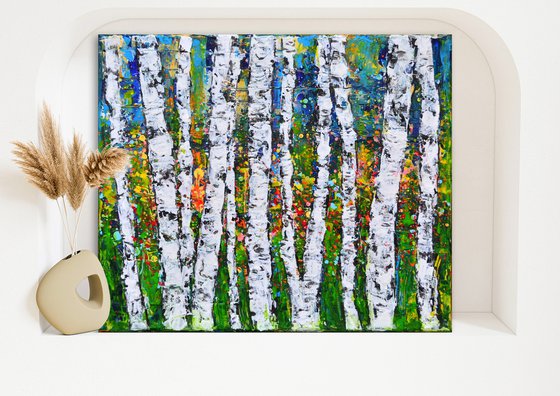 Aspen Trees 01 - Modern Textured Abstract Gift Idea