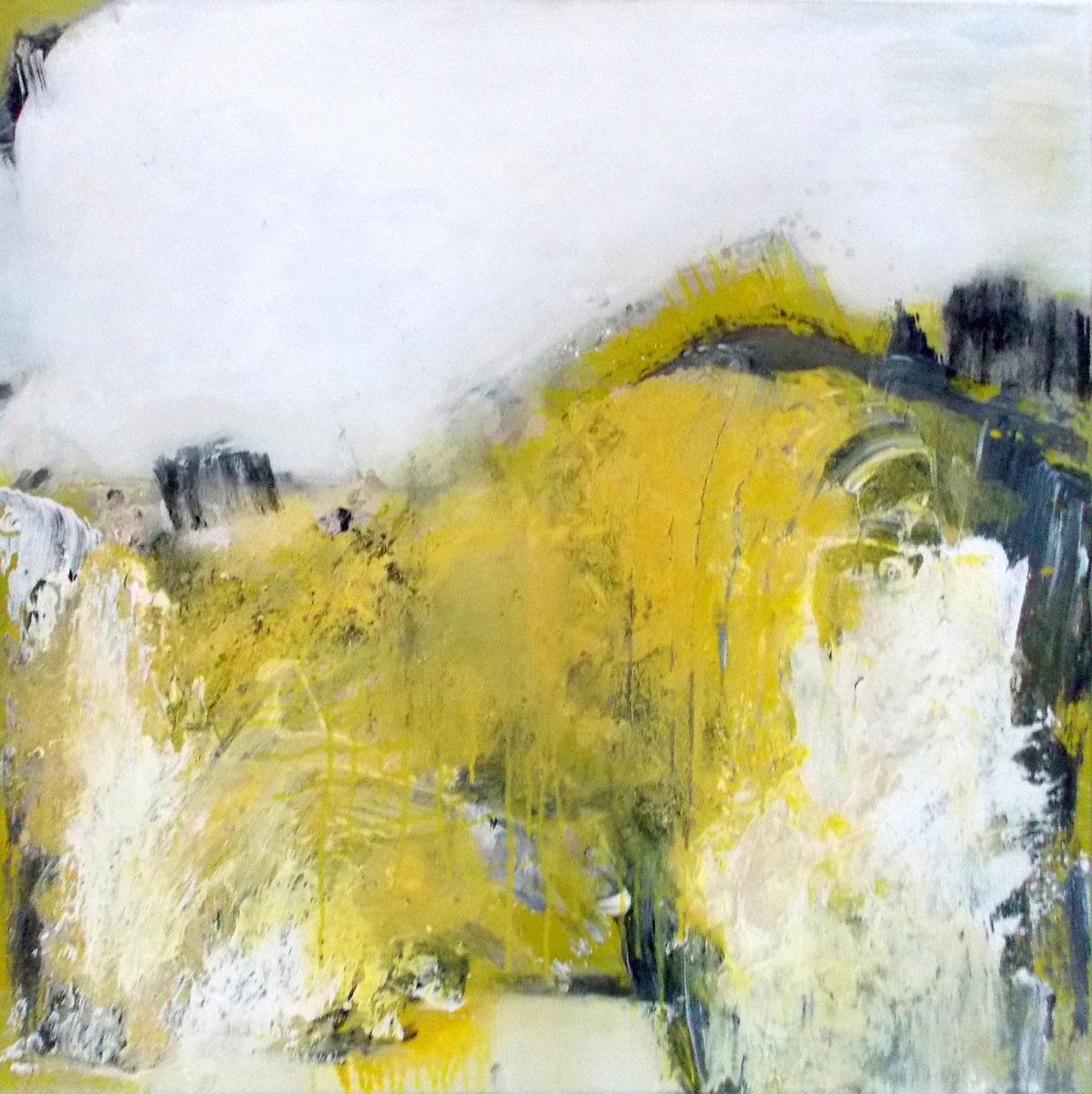 Abstract Painting By Christa Haack, 33 X 33, Waterfall, Original Artwork