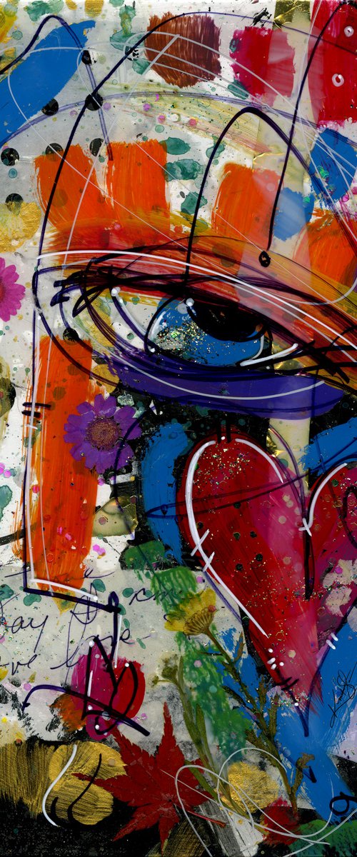 Funky Face Love 17 - Mixed Media Art by Kathy Morton Stanion by Kathy Morton Stanion