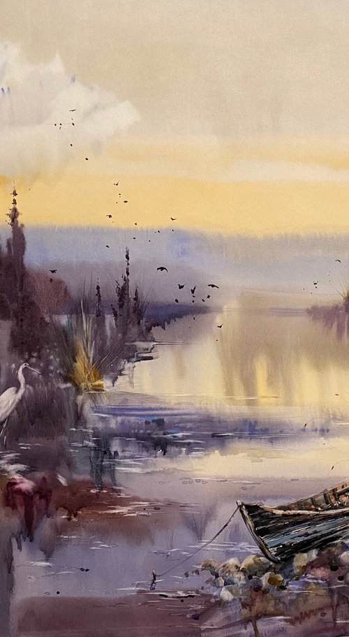 Watercolor “The Old lighthouse. Sulina” perfect gift by Iulia Carchelan