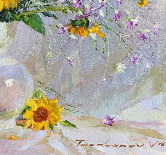 Wildflowers and sunflowers