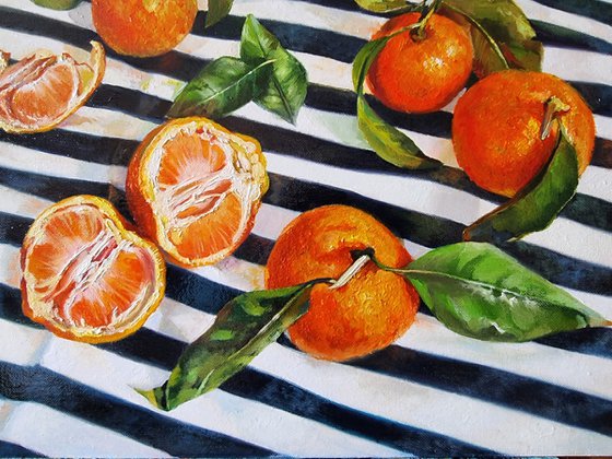 "Tangerine mood. "  Tangerine still life  liGHt original painting  GIFT (2022)