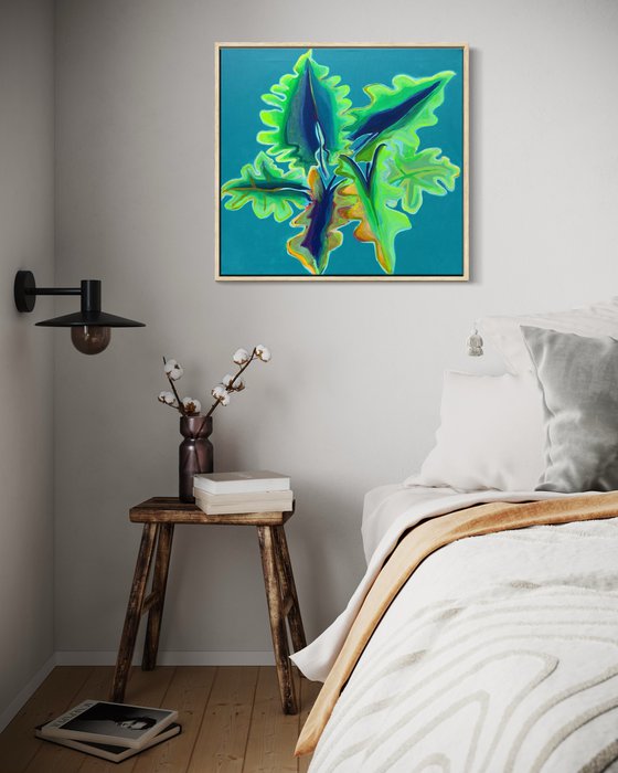 Blue and Green Alocasia Study