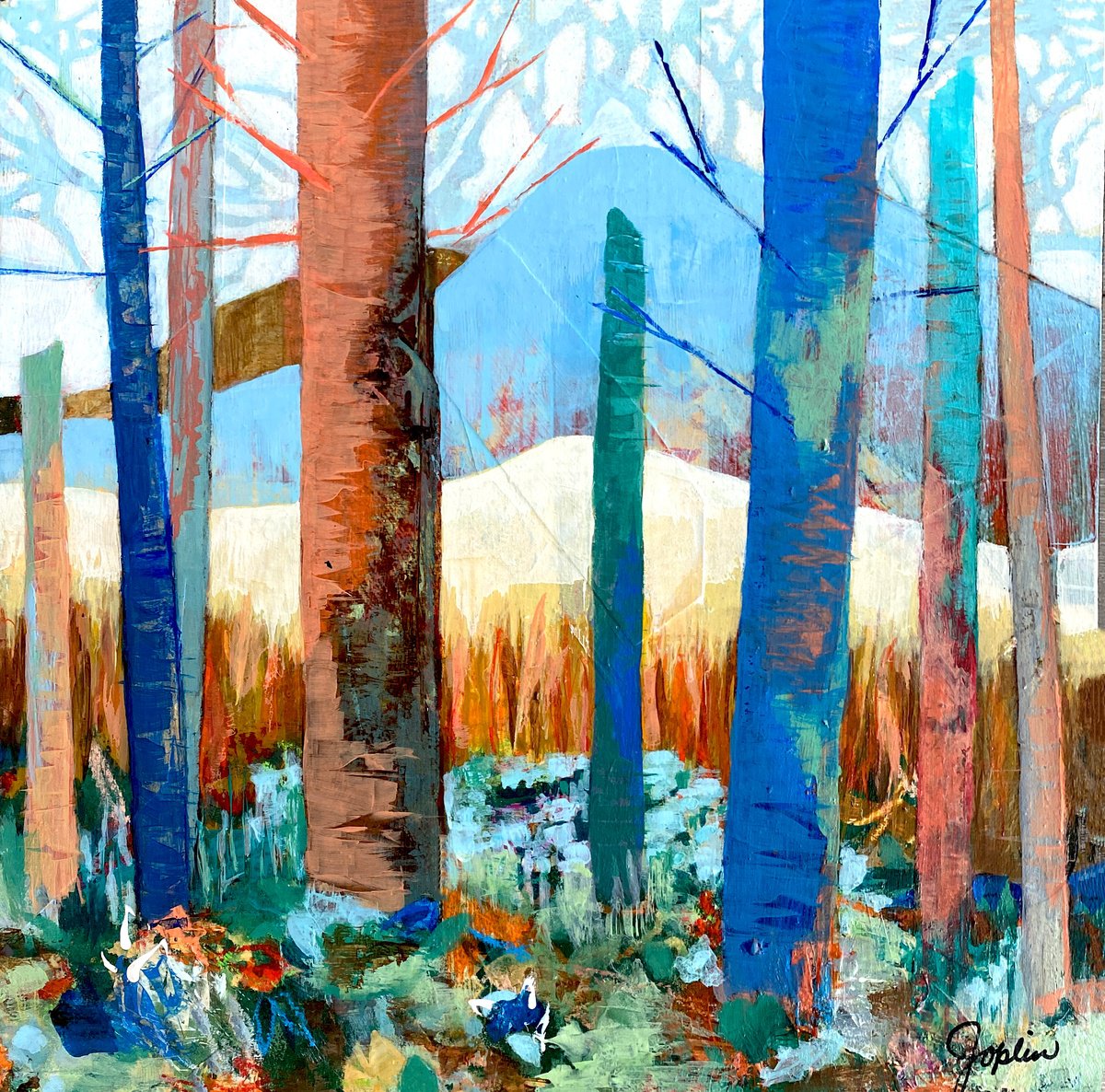 Organic Abstract Acrylic Painting By Debbie Joplin, 12 X 12, Abstracted Nature Iv, Original Artwork