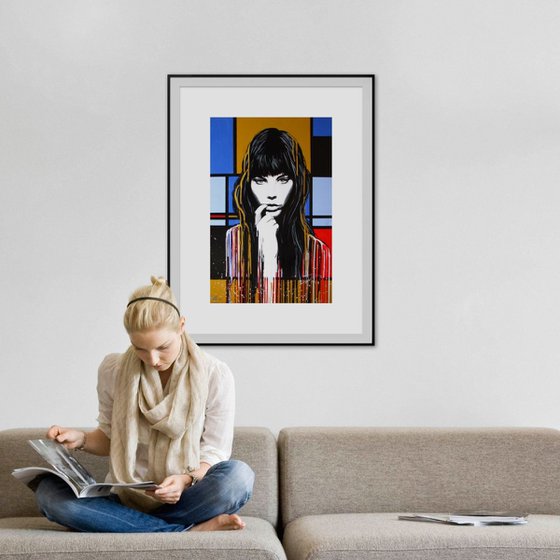 " Jane Birkin Melting on a Mondrian Painting"