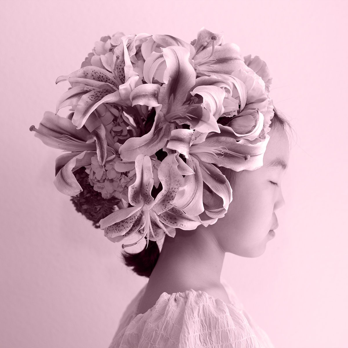 Expressive Portrait Photograph By Ziesook You, 24 X 24", Scent Of Lily, Original Artwork