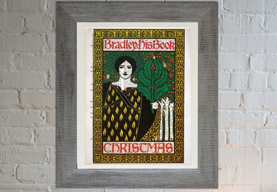 Bradley His Book - Christmas - Collage Art Print on Large Real English Dictionary Vintage Book Page