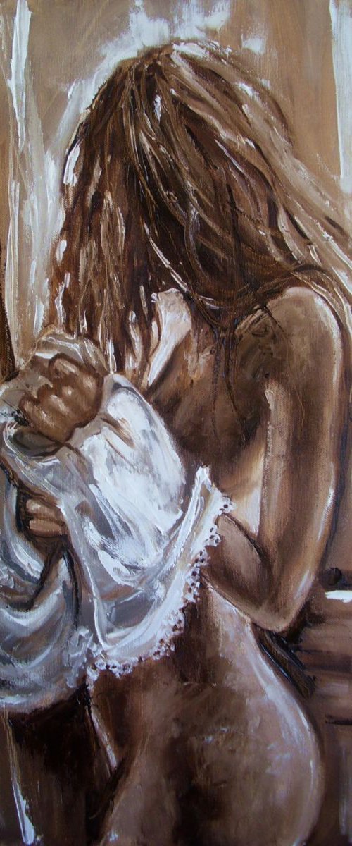 " EVENING ... " - original oil painting on canvas, palette knife by Monika Luniak