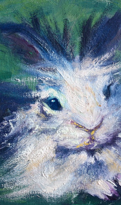 Purple rabbit... - Animal portrait /  ORIGINAL PAINTING by Salana Art Gallery