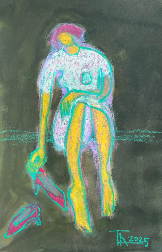 Woman with red pumps.