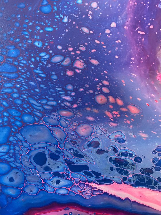 "Air Bubbles" - Original Abstract PMS Fluid Acrylic Painting - 16 x 20 inches