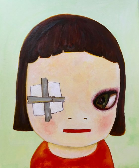 Studying Yoshitomo Nara portraits, The girl with a  eye patch